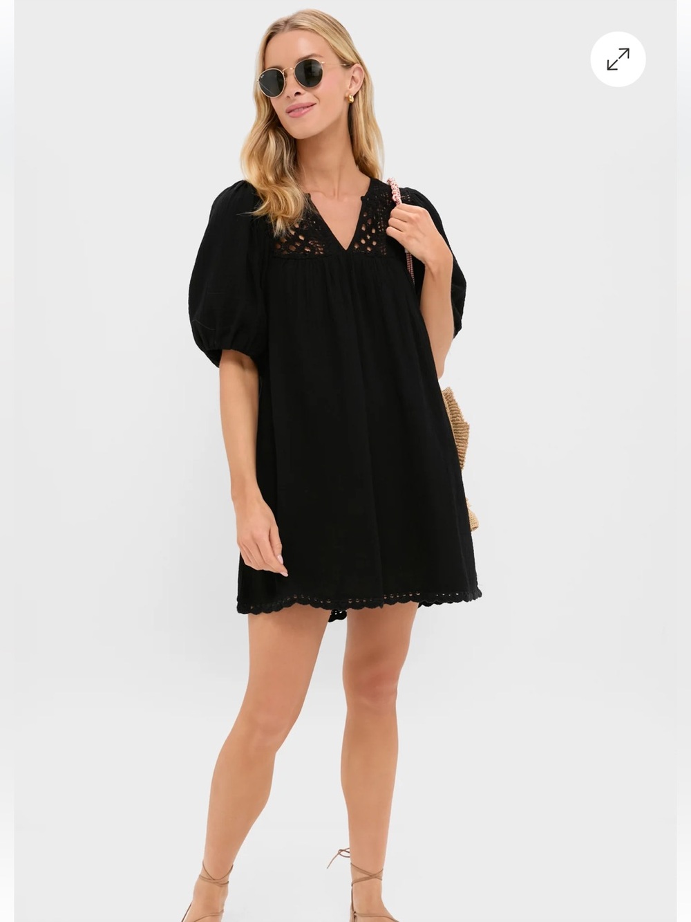 Tuckernuck HYACINTH HOUSE Black Crochet Diana Mini Dress Sz Small Coastal Preppy